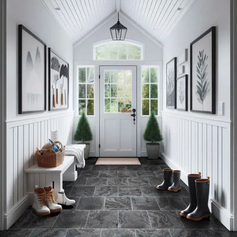 Montauk Black Honed 12" X 12" Slate Floor and Wall Tile