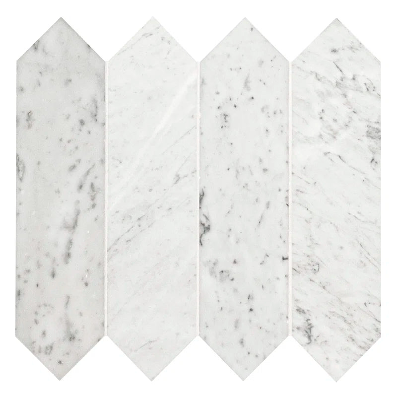 Carrara White Picket 10.63" X 12" Honed Marble Mosaic Tile