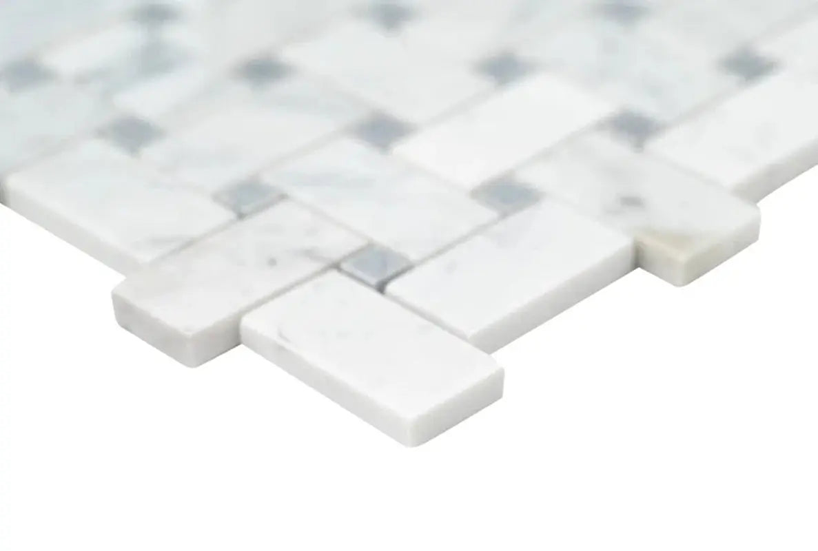 Carrara White Basketweave 12" X 12" Honed Marble Mosaic Tile
