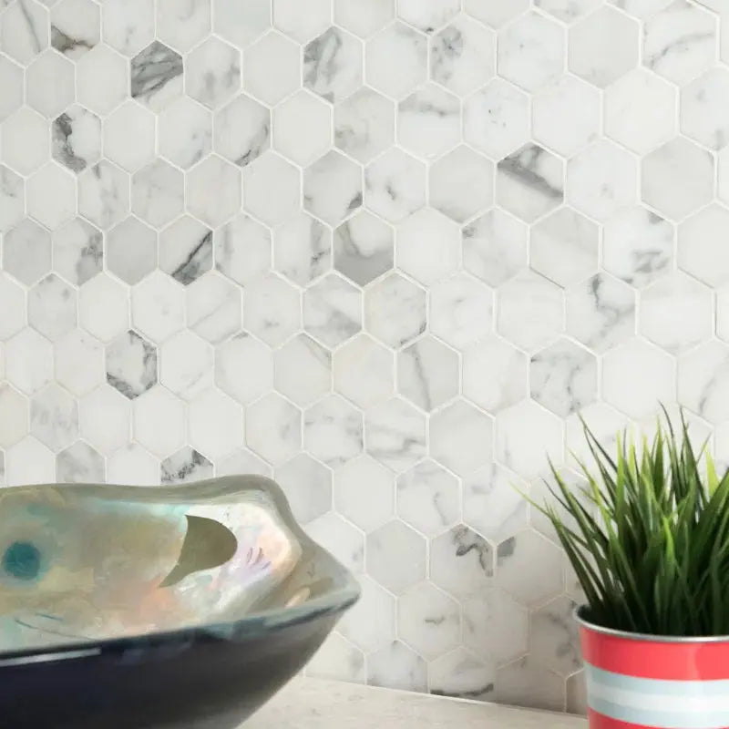 Carrara 2" X 2" Porcelain Honeycomb Mosaic Wall & Floor Tile
