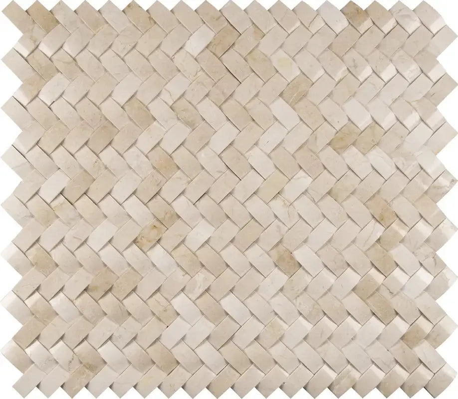 Crema Arched Herringbone 12" X 12" Polished Marble Wall Tile