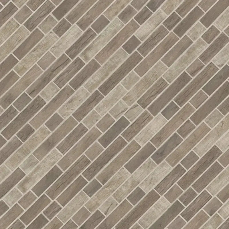 Interlocking Random Sized Glass/Stone Mosaic Tile in Gray/Taupe