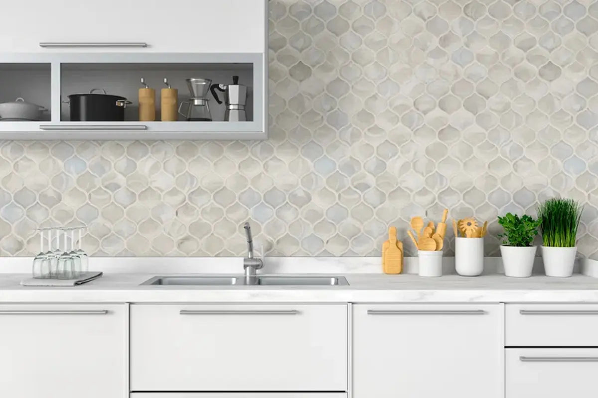 Pearla Arabesque 10"X10.2" Glass Mesh Mounted Mosaic Wall Tile