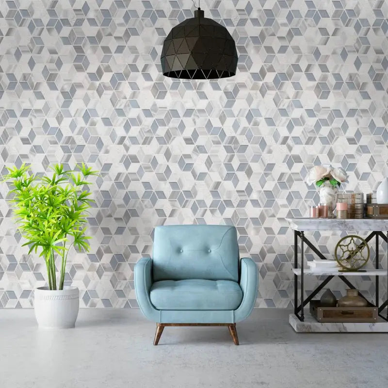 Harlow Cube 11.58" X 12.56" Grid Mosaic Tile
