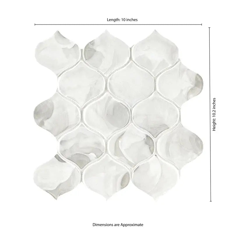 Pearla Arabesque 10"X10.2" Glass Mesh Mounted Mosaic Wall Tile