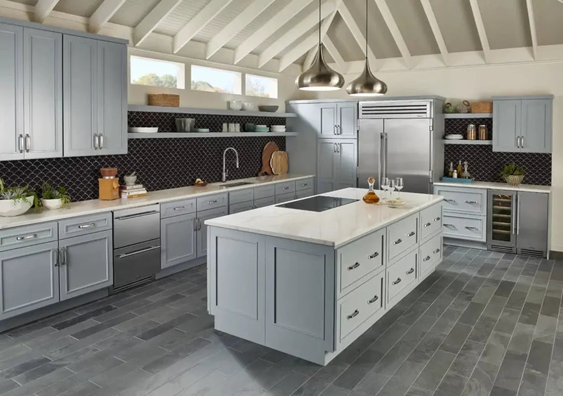 Retro Nero Scallop 12.75" X 13.75" Glossy Porcelain Floor and Wall Tile