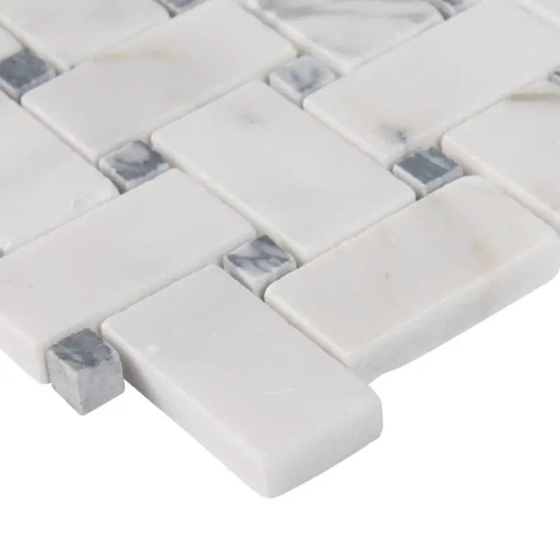 Calacatta Cressa Basket Weave 11.38" X 12.38" Honed Marble Floor and Wall Tile