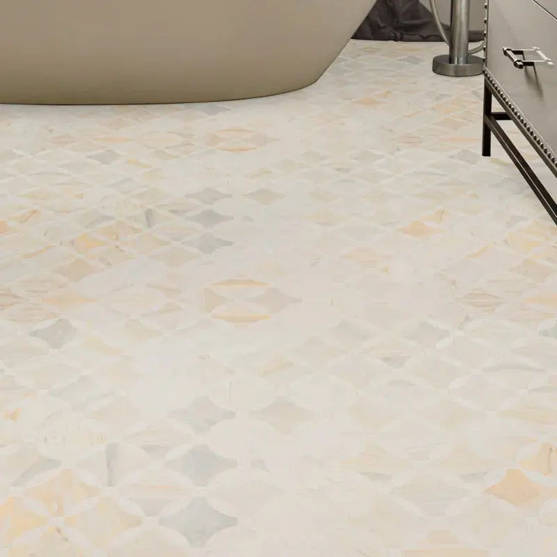 Athena Gold Lola 10.25" X 10.25" Polished Marble Mosaic Tile