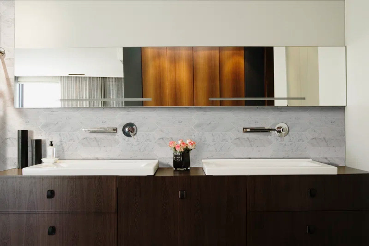 Carrara White Picket 10.63" X 12" Honed Marble Mosaic Tile