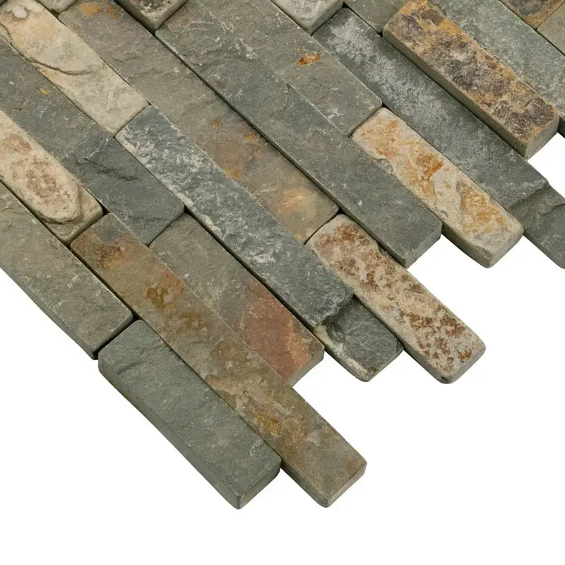 Rustique Interlocking 8.25 In. X 19 In. Natural Stone Mosaic Tile