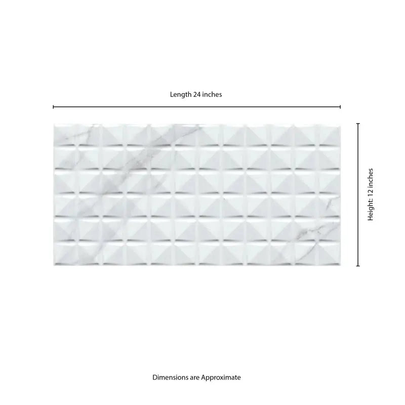 Dymo Statuary Chex 12" X 24" White Glossy Ceramic Wall Tile