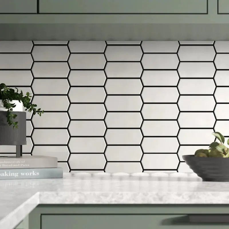 Retro Picket Bianco 2" X 5" Porcelain Honeycomb Mosaic Wall & Floor Tile
