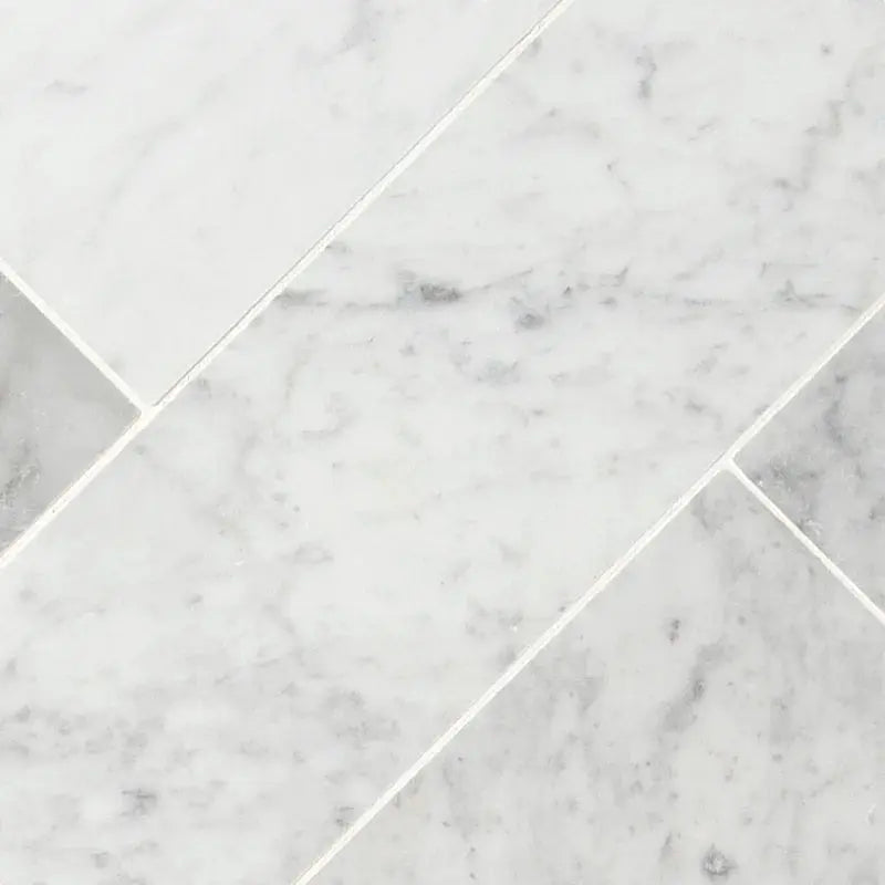 Carrara White 4" X 12" Honed Marble Floor and Wall Marble Tile