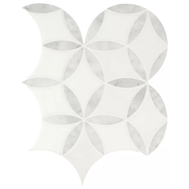 La Fleur 8.9" X 9.92" Polished Marble Mesh-Mounted Mosaic Tile