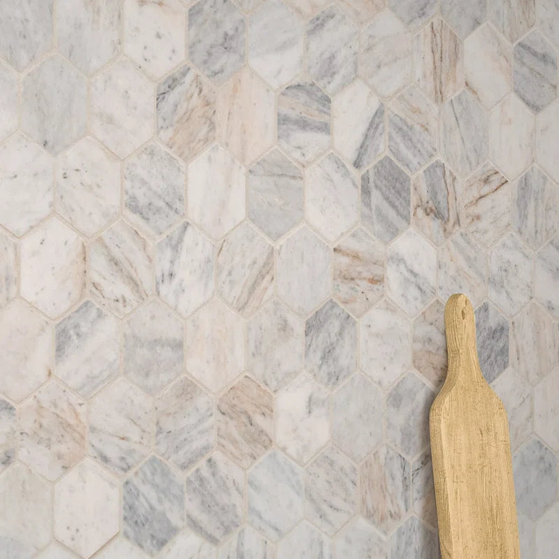 Capri Blue 12" X 11.75" Hexagon Honed Marble Mosaic Tile