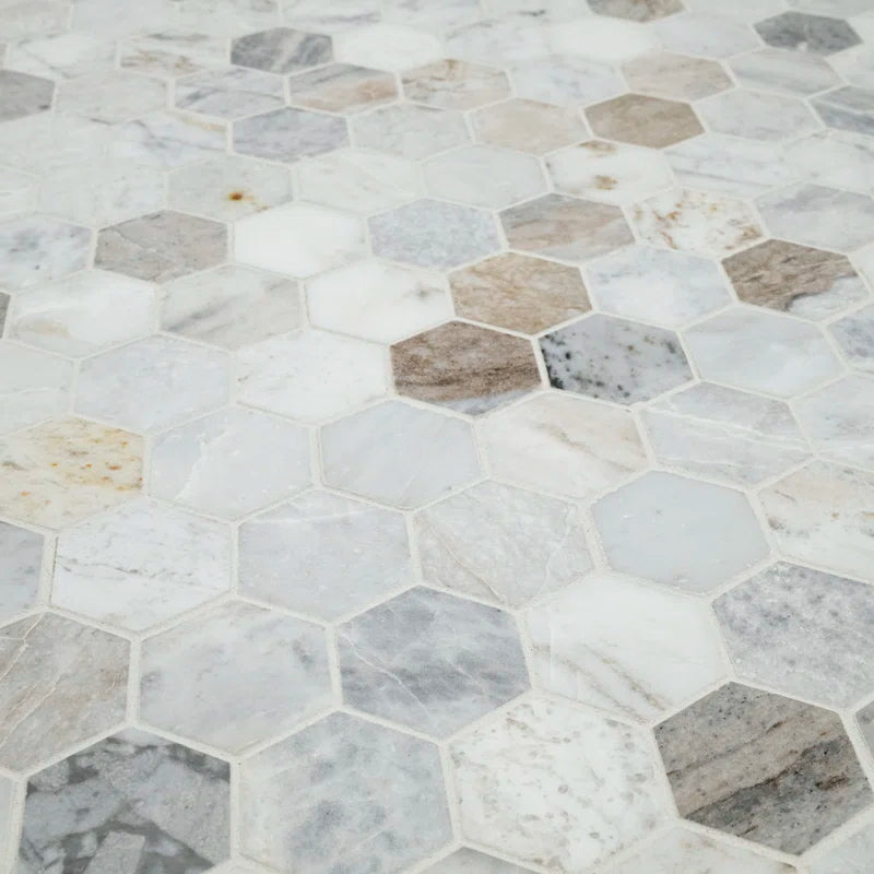 Capri Blue 12" X 11.75" Hexagon Honed Marble Mosaic Tile