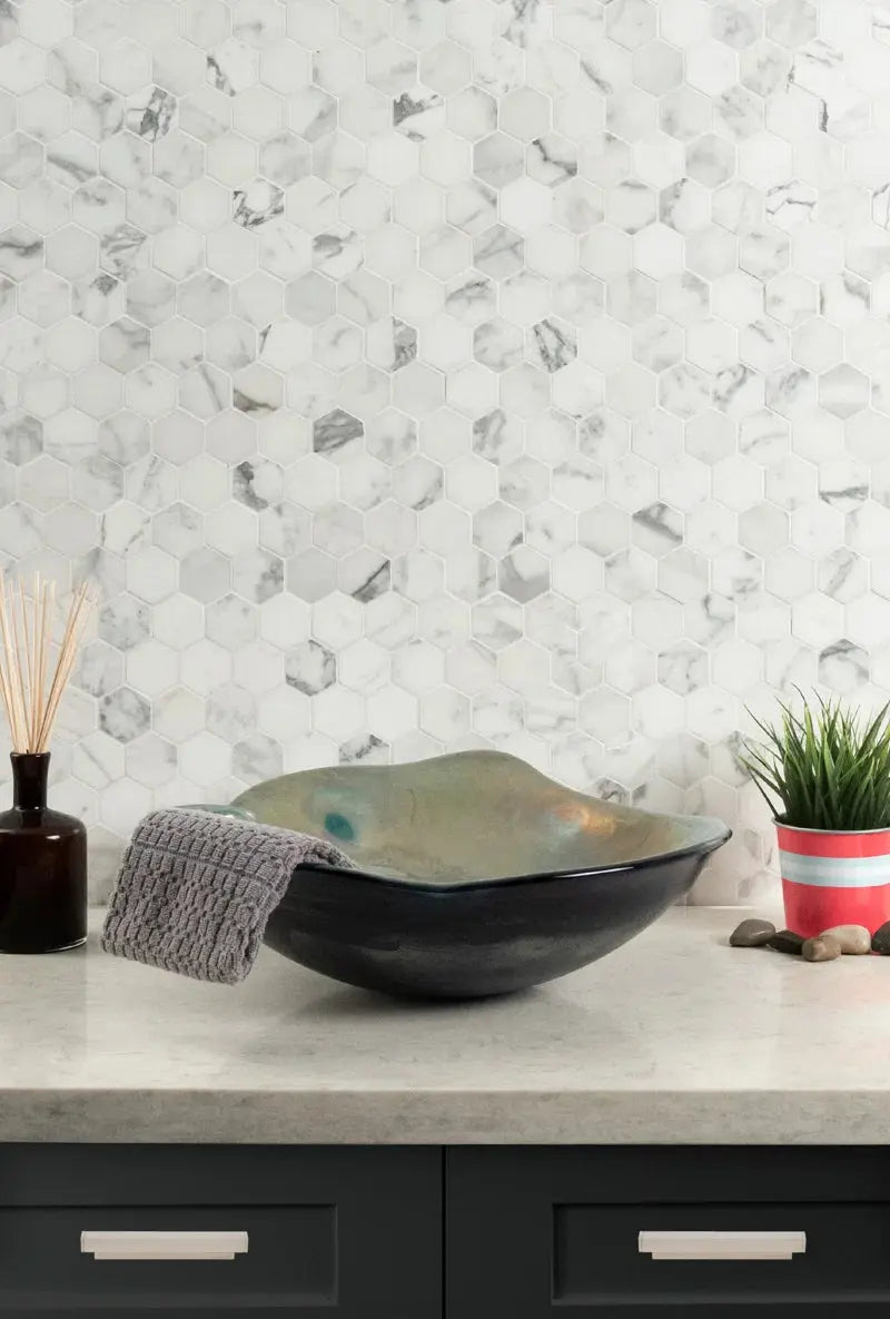 Carrara 2" X 2" Porcelain Honeycomb Mosaic Wall & Floor Tile