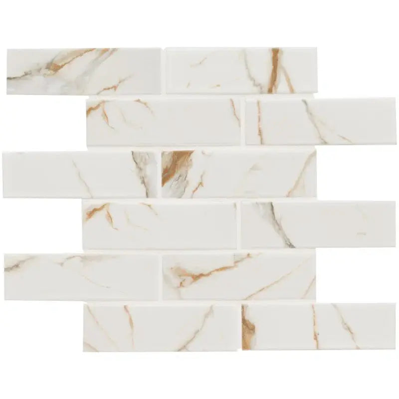 Calcatta Gold Subway 11.46" X 11.69" Matte Porcelain Mosaic Tile