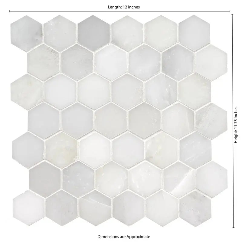 Greecian White Hexagon 11.75 X 12 Polished Marble Mosaic Tile