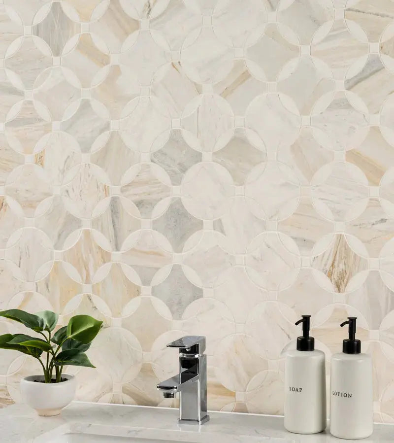 Athena Gold Lola 10.25" X 10.25" Polished Marble Mosaic Tile