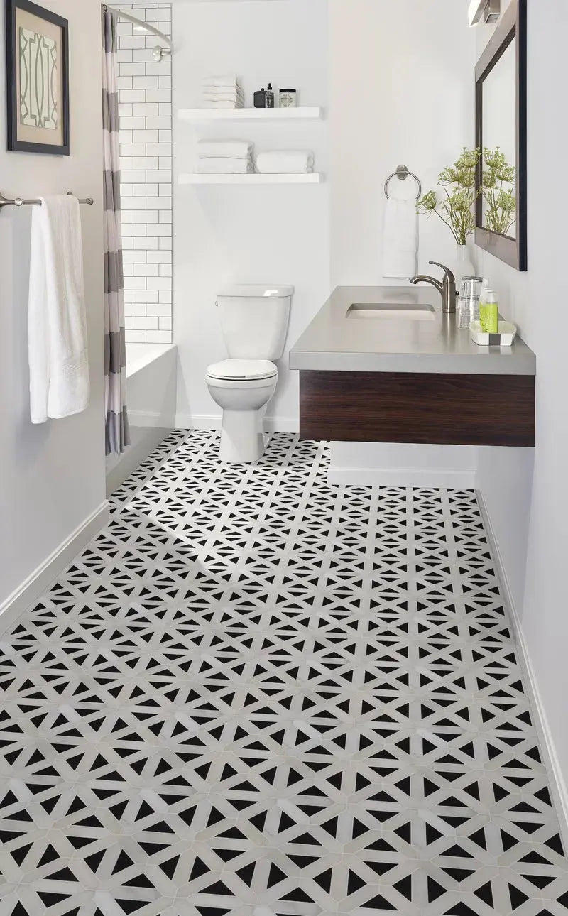Retro Fretwork 12" X 12" Marble Mosaic Wall & Floor Tile
