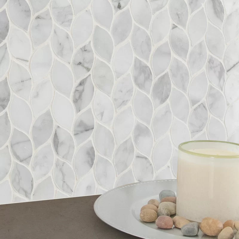 Calacatta Blanco Pattern Polished Marble Mosaic Tile