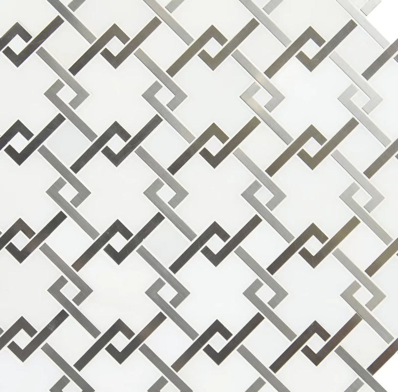 Blanco Lynx 10" X 11" Stone Metal/Marble Mosaic Tile