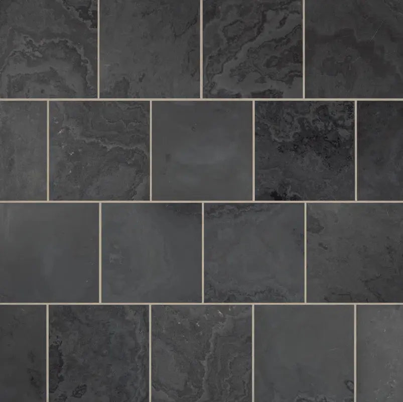 Montauk Black Honed 12" X 12" Slate Floor and Wall Tile