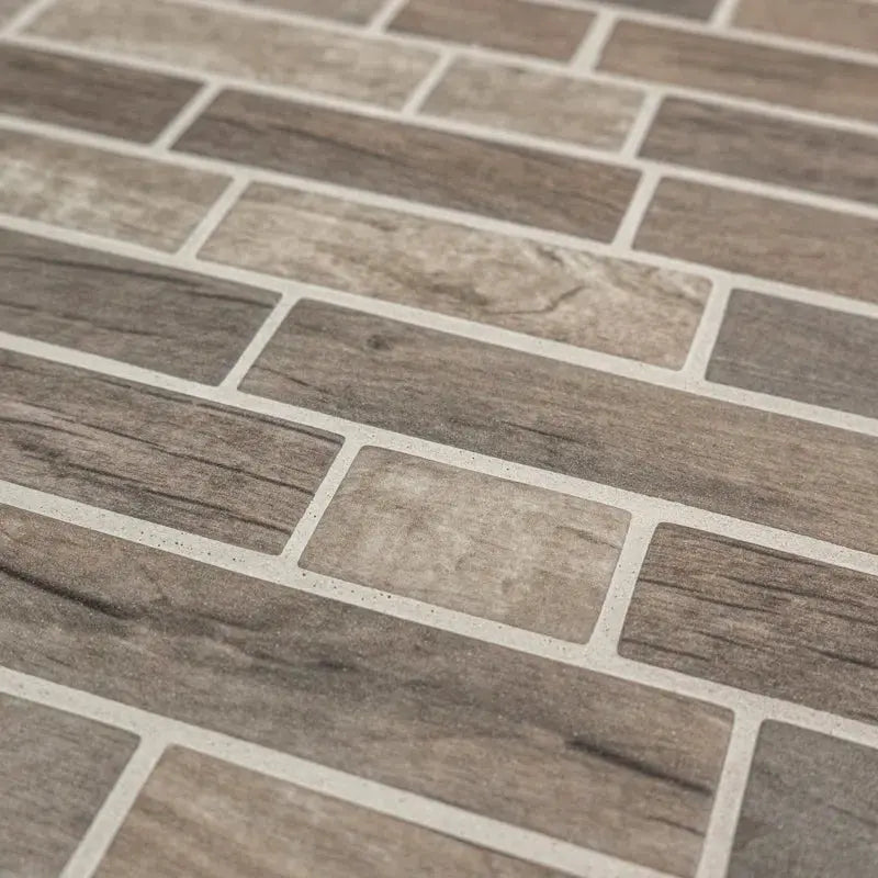 Interlocking Random Sized Glass/Stone Mosaic Tile in Gray/Taupe