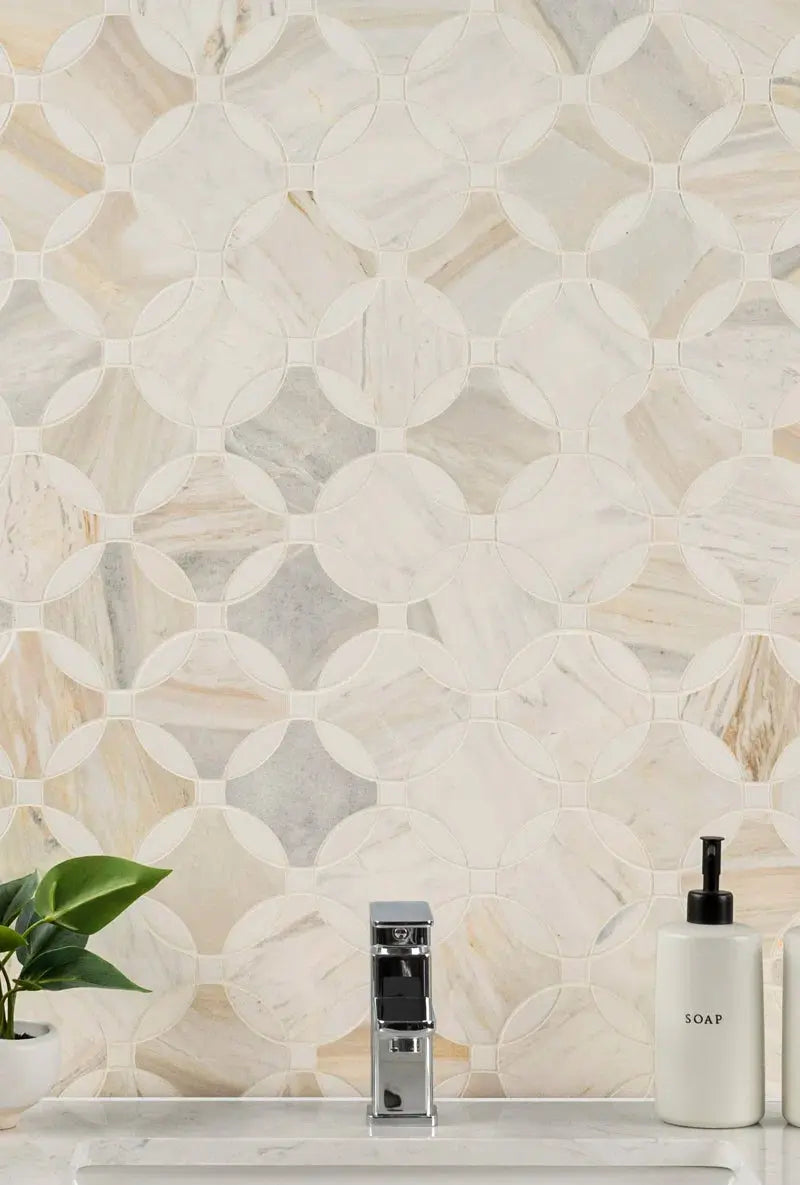 Athena Gold Lola 10.25" X 10.25" Polished Marble Mosaic Tile