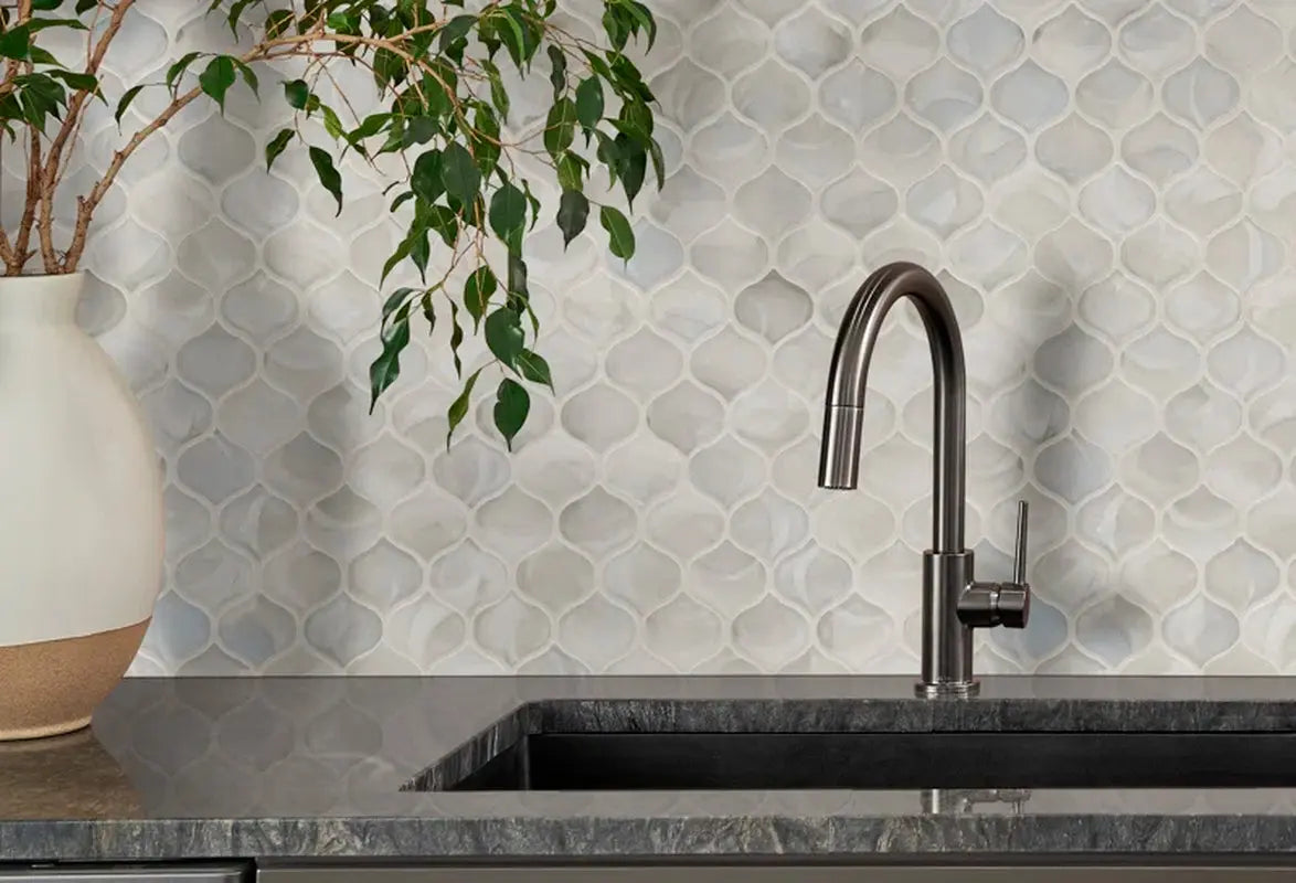 Pearla Arabesque 10"X10.2" Glass Mesh Mounted Mosaic Wall Tile