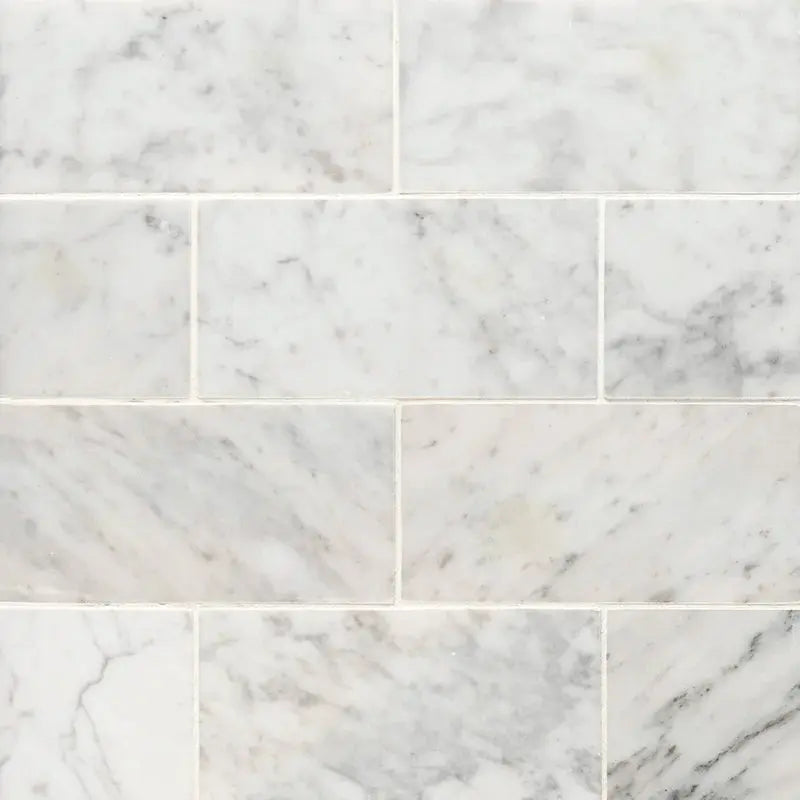 Carrara White 3" X 6" Honed Marble Subway Tile