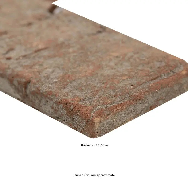 Artisanbrik 10.5" X 28" Textured Clay Brick Mesh-Mounted Mosaic Floor & Wall Tile