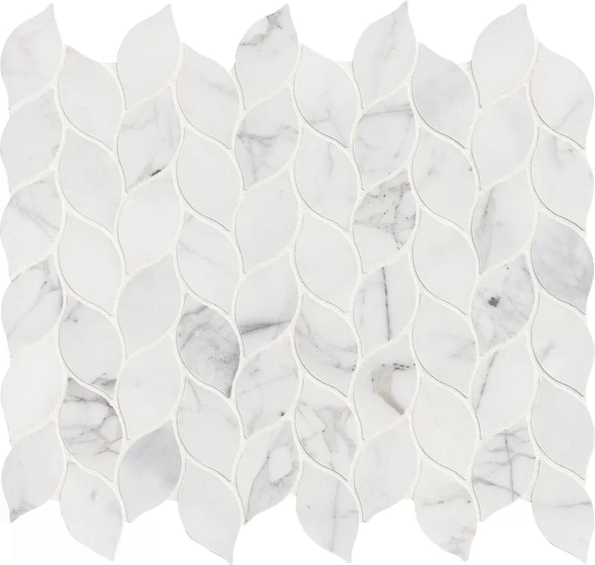 Calacatta Blanco Pattern Polished Marble Mosaic Tile