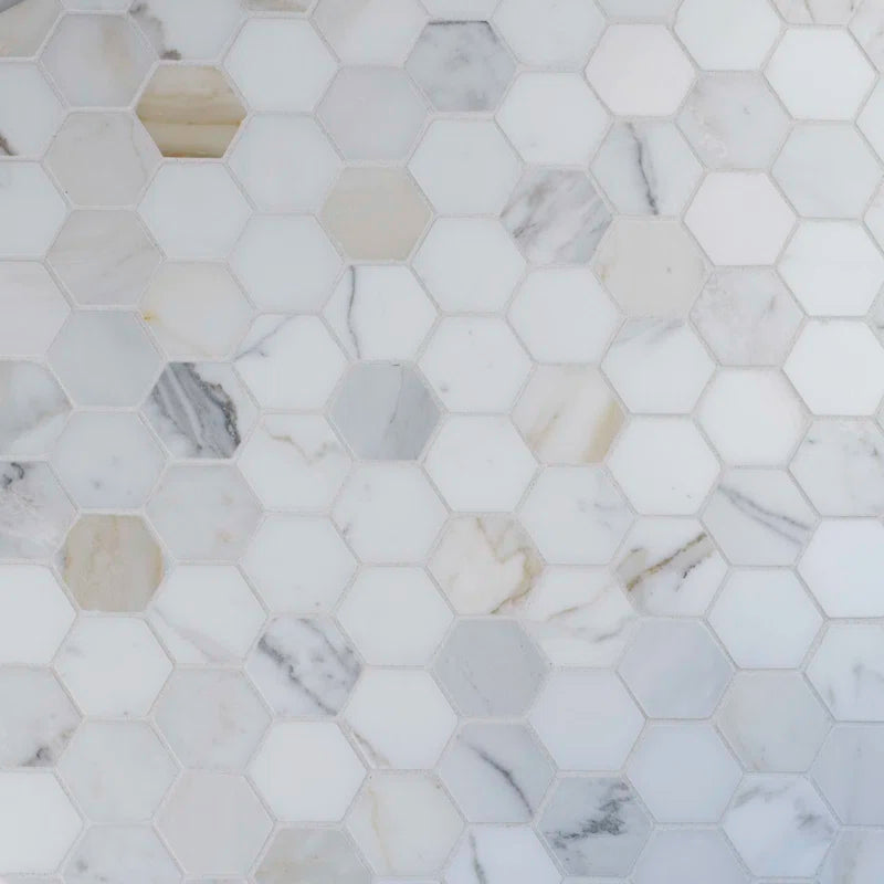 Calacatta Gold Hexagon 2" X 2" Polished Marble Mosaic Tile