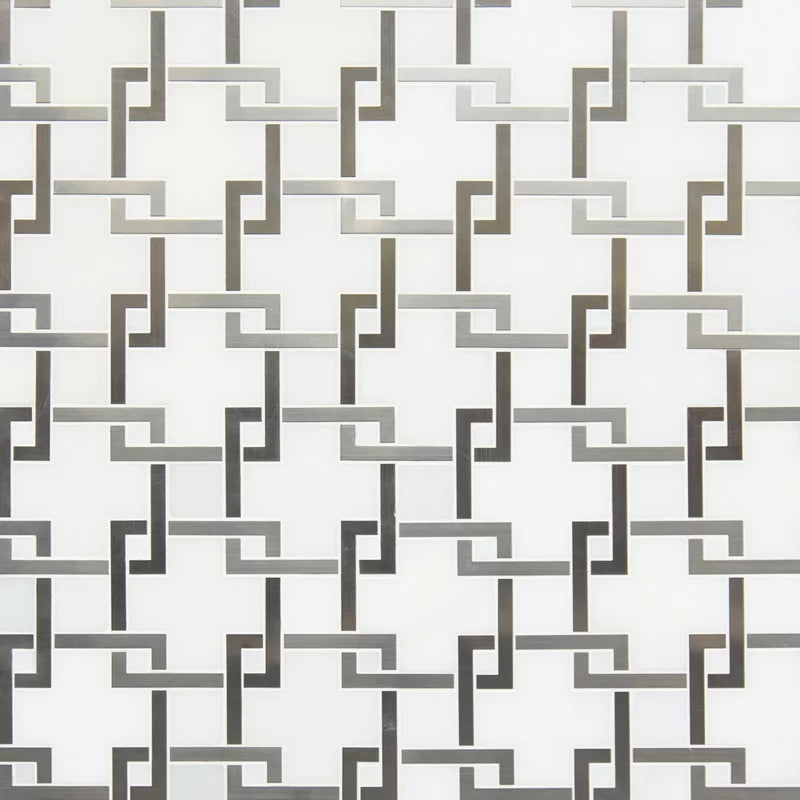 Blanco Lynx 10" X 11" Stone Metal/Marble Mosaic Tile