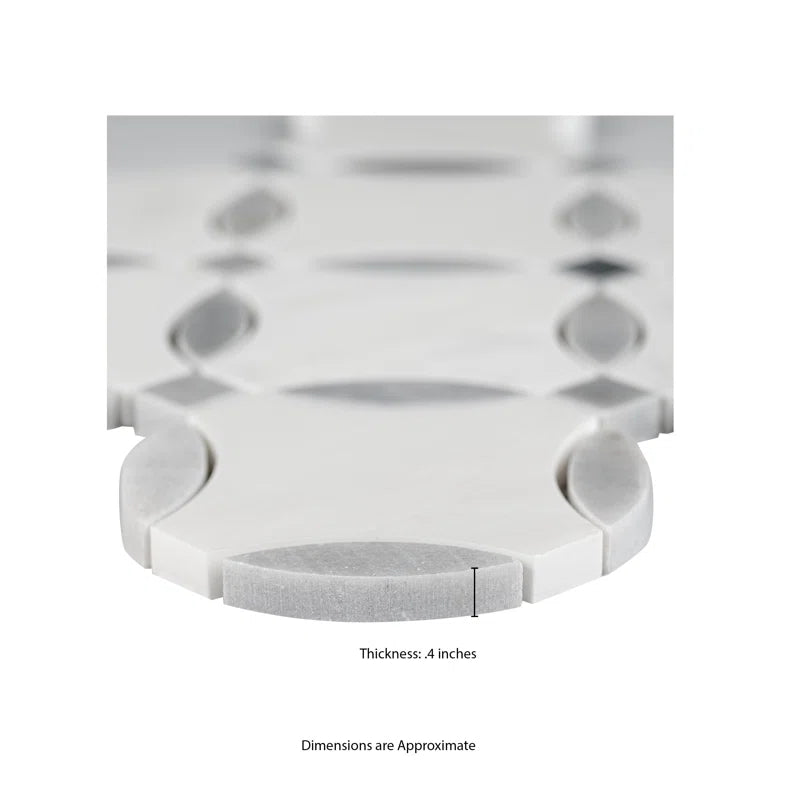 Bianco Dolomite Lola 10.25" X 10.25" Polished Marble Mosaic Floor and Wall Tile