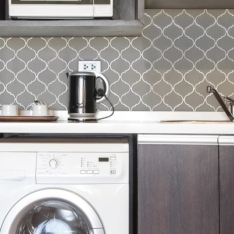 Pebble Arabesque 12" X 12" Glass Mosaic Wall Tile