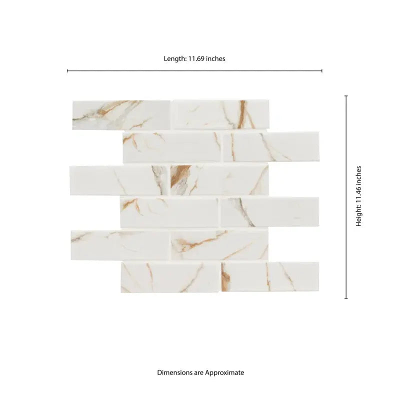 Calcatta Gold Subway 11.46" X 11.69" Matte Porcelain Mosaic Tile
