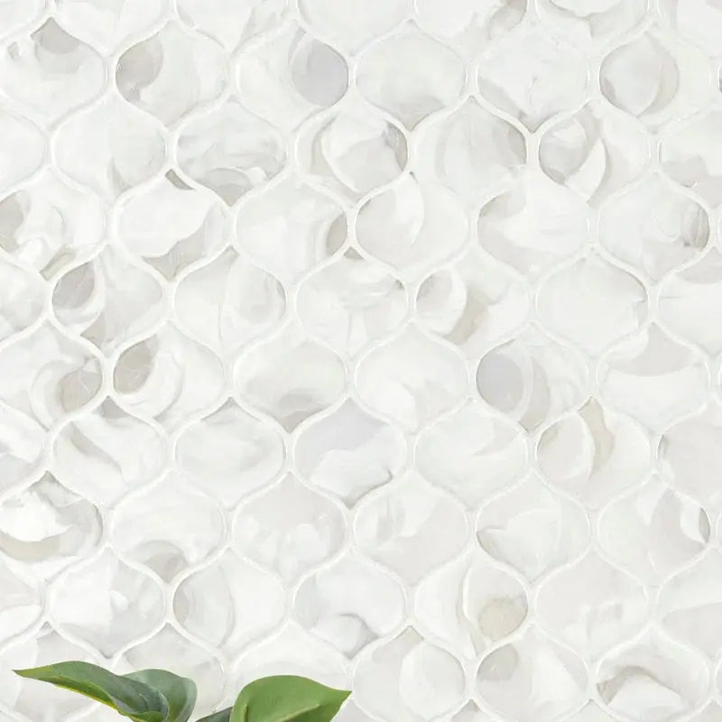 Pearla Arabesque 10"X10.2" Glass Mesh Mounted Mosaic Wall Tile