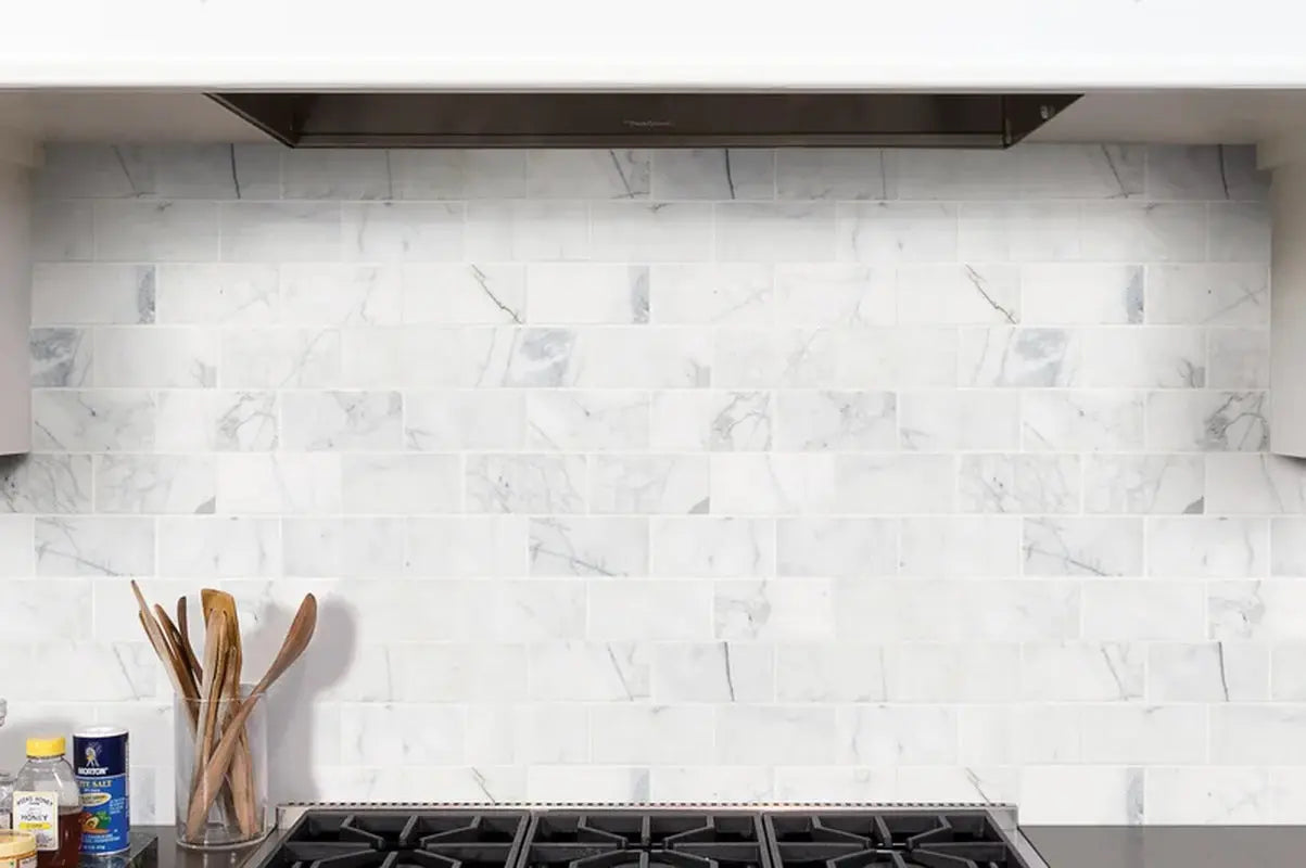 Calacatta Cressa 3" X 6" Marble Subway Wall & Floor Tile