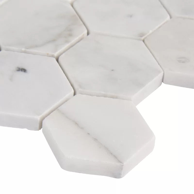 Calacatta Cressa Hex Honed 2" X 2" Marble Mosaic Tile