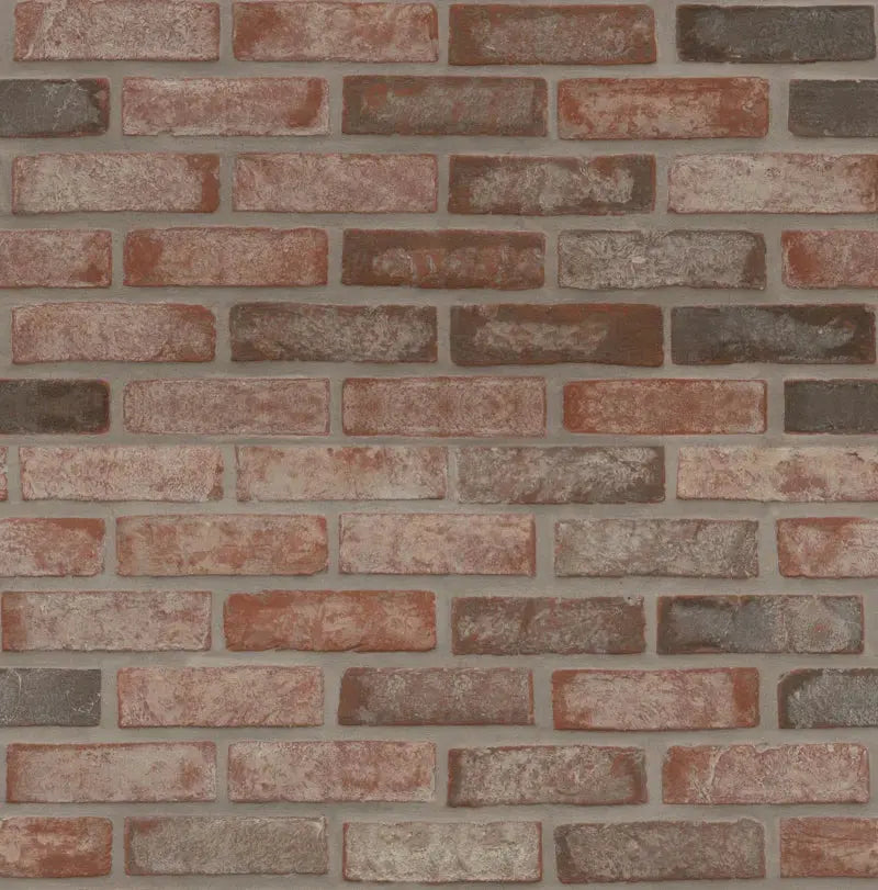 Artisanbrik 10.5" X 28" Textured Clay Brick Mesh-Mounted Mosaic Floor & Wall Tile
