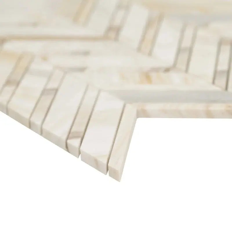 Athena Gold Chevron 12" X 12" Honed Marble Mesh Mounted Mosaic Tile