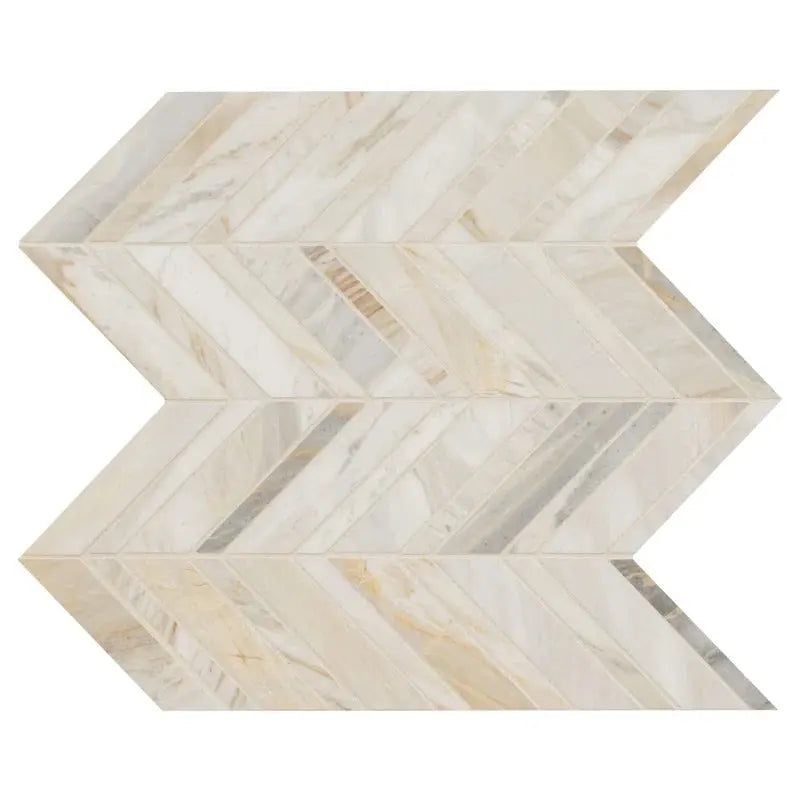 Athena Gold Chevron 12" X 12" Honed Marble Mesh Mounted Mosaic Tile