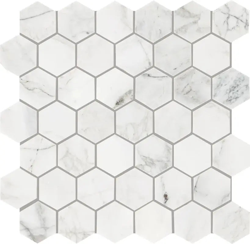 Natural Stone Marble Venetian Calacatta 2" Hexagon Mosaic