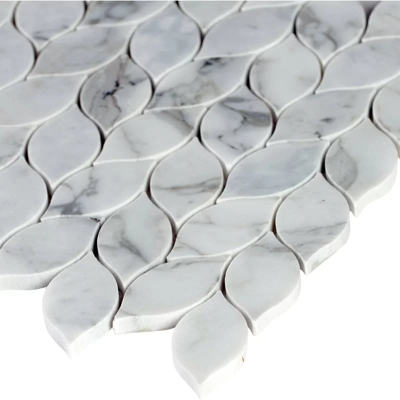Calacatta Blanco Pattern Polished Marble Mosaic Tile