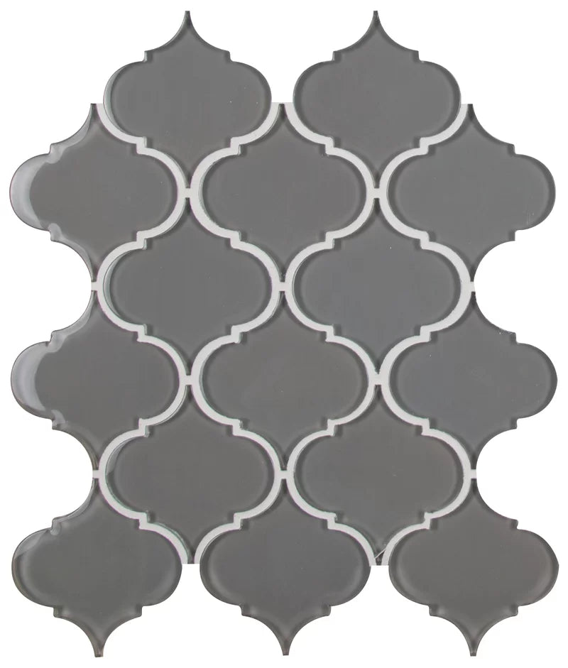 Pebble Arabesque 12" X 12" Glass Mosaic Wall Tile