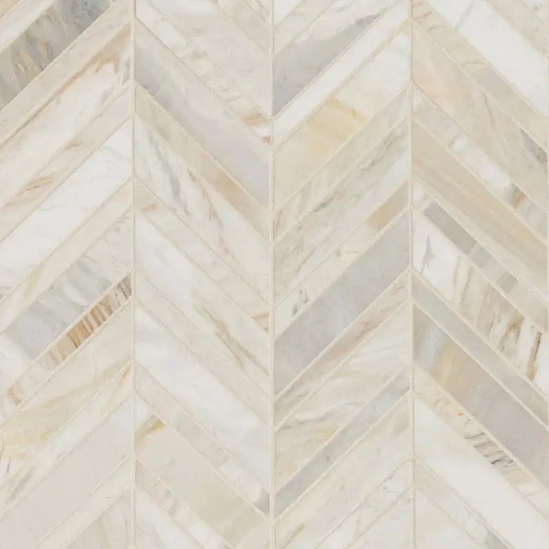 Athena Gold Chevron 12" X 12" Honed Marble Mesh Mounted Mosaic Tile