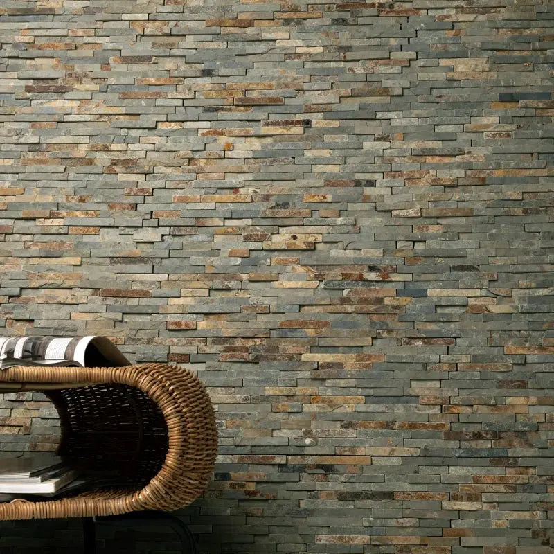 Rustique Interlocking 8.25 In. X 19 In. Natural Stone Mosaic Tile